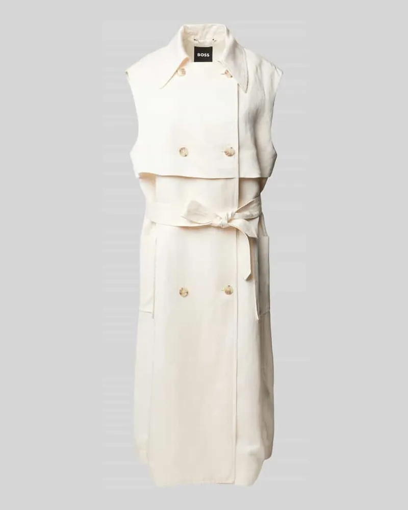 HUGO BOSS Midikleid aus Lyocell-Leinen-Mix Modell 'Cifasia Offwhite