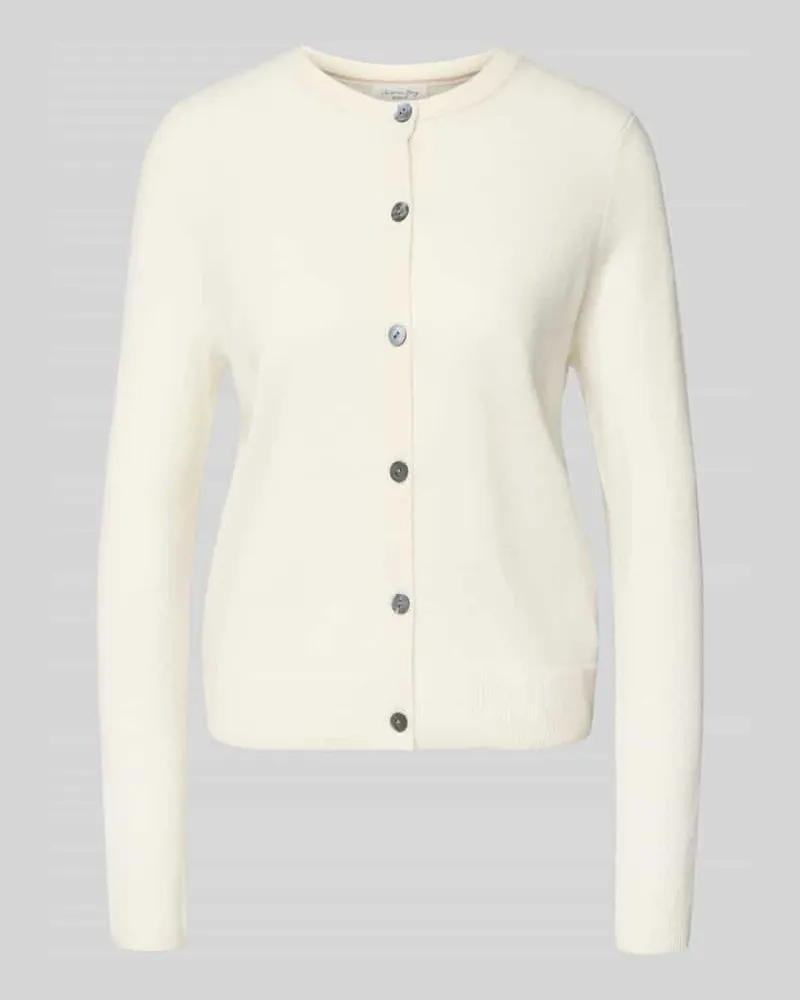 Christian Berg Strickjacke aus Kaschmir mit Rundhalsausschnitt Offwhite
