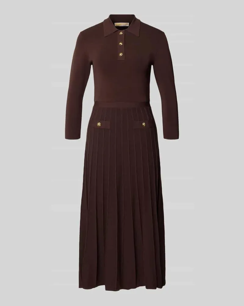 Michael Kors Strickkleid mit Polokragen und 3/4-Arm Schoko