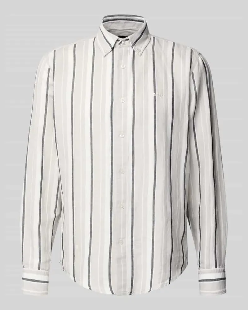 HUGO BOSS Regular Fit Freizeithemd aus Leinen-Baumwoll-Mix Modell 'RICOPLUS_M Sand