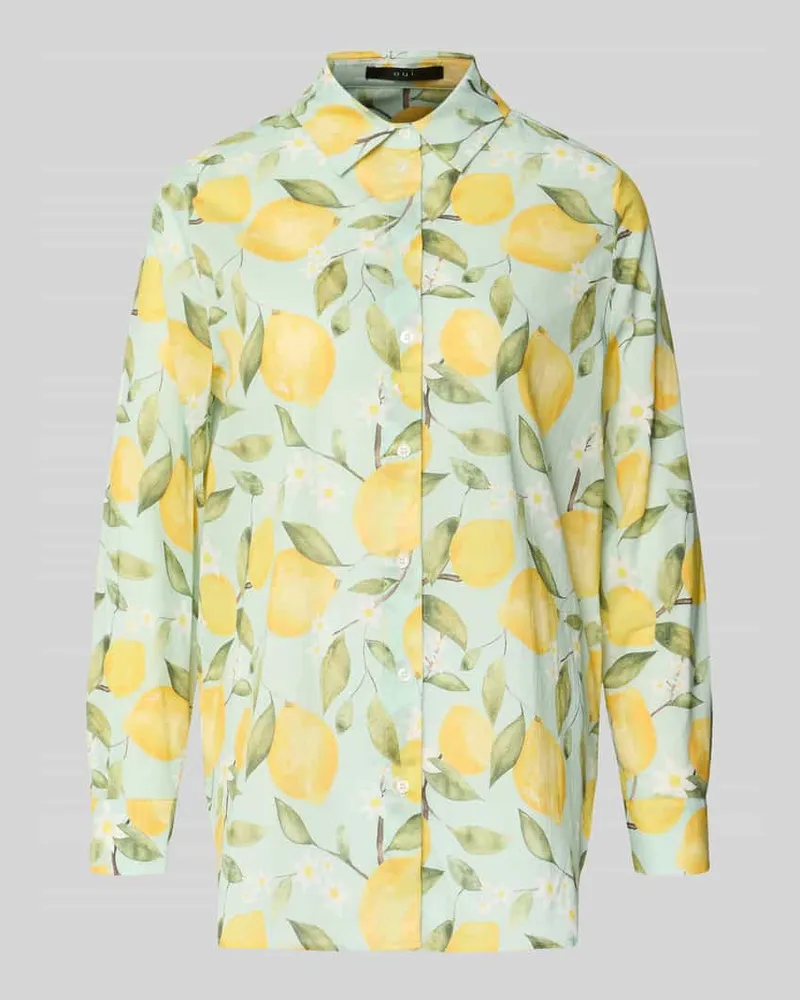 Oui  Regular Fit Bluse im Allover-Look Mint