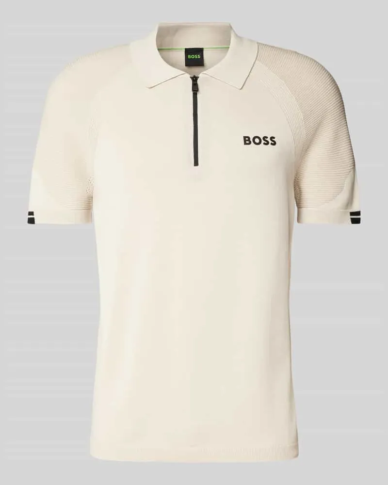 HUGO BOSS Regular Fit Poloshirt mit Label-Print Modell 'Perform-Max Beige