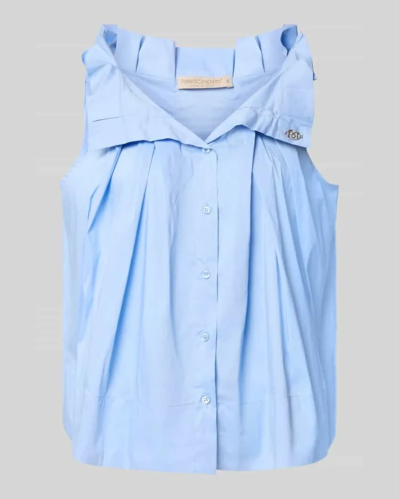 Rinascimento Bluse mit Umlegekragen und Rüschen Hellblau