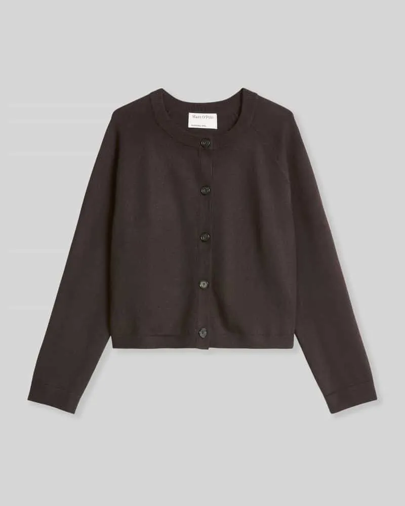 Marc O'Polo Regular Fit Strickjacke mit Raglanärmeln Dunkelbraun