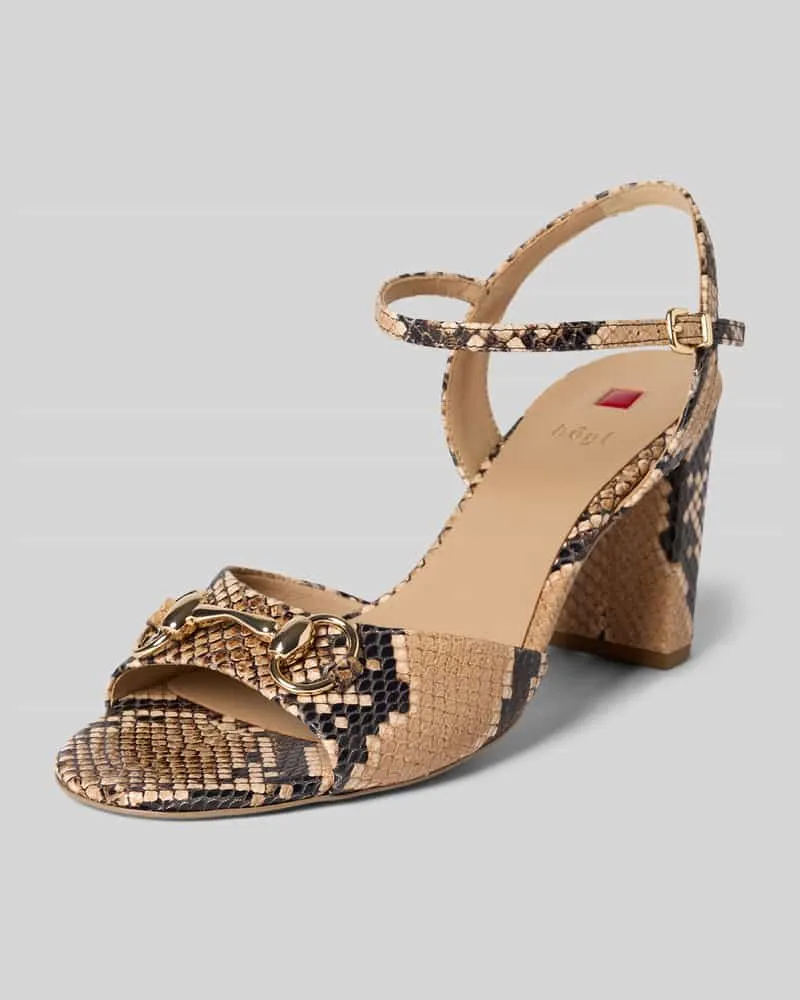Högl Sandaletten aus echtem Leder in Allover-Animal-Print Cognac