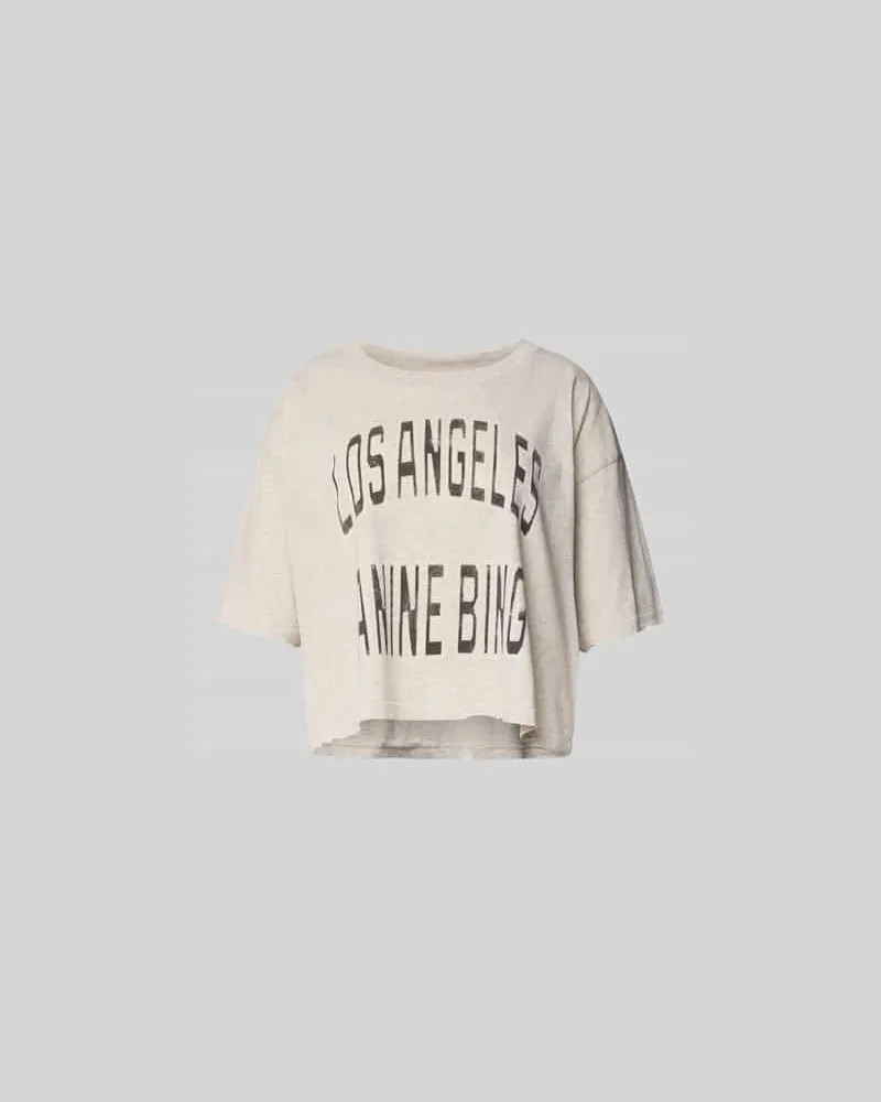 Anine Bing Cropped T-Shirt mit Logo-Print Hellgrau