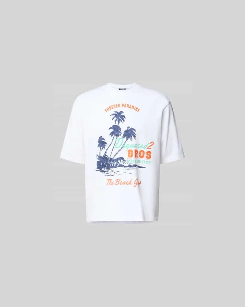 Dsquared2 Loose Fit T-Shirt aus reiner Baumwolle Weiss