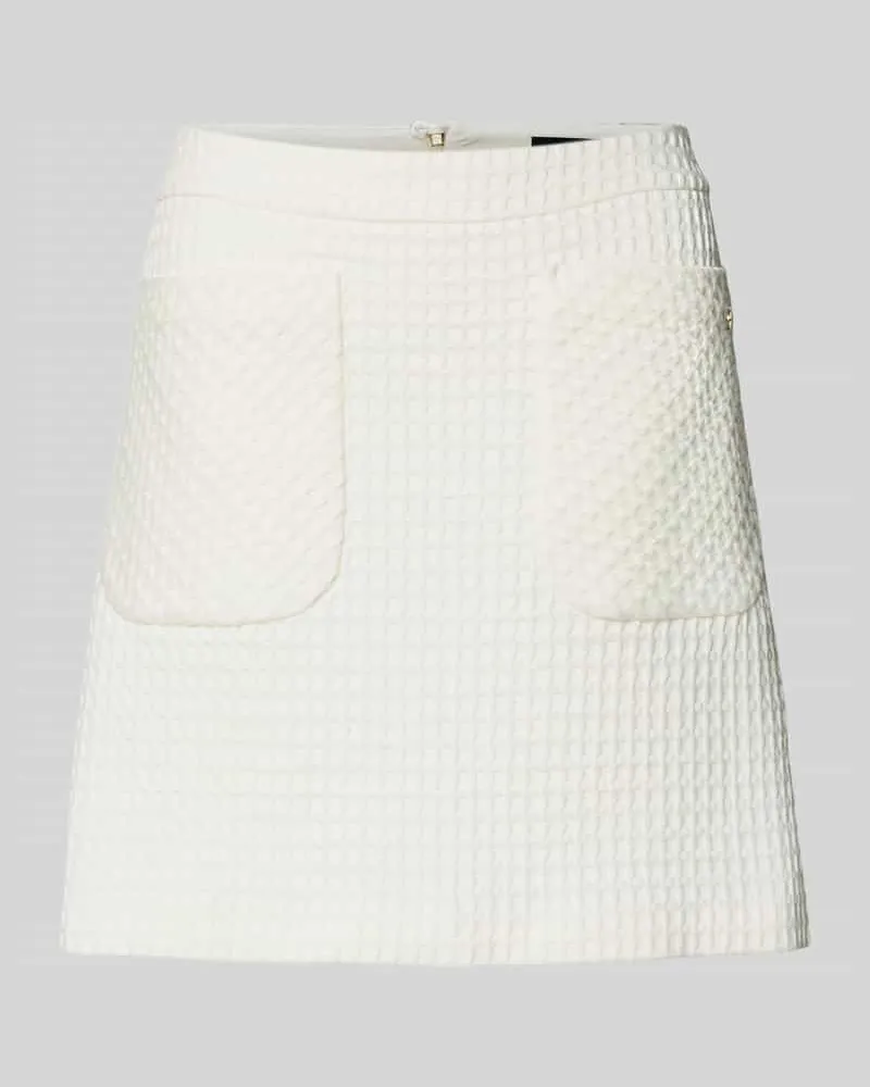 Marc Cain Minirock aus Baumwoll-Mix mit Strukturmuster Offwhite