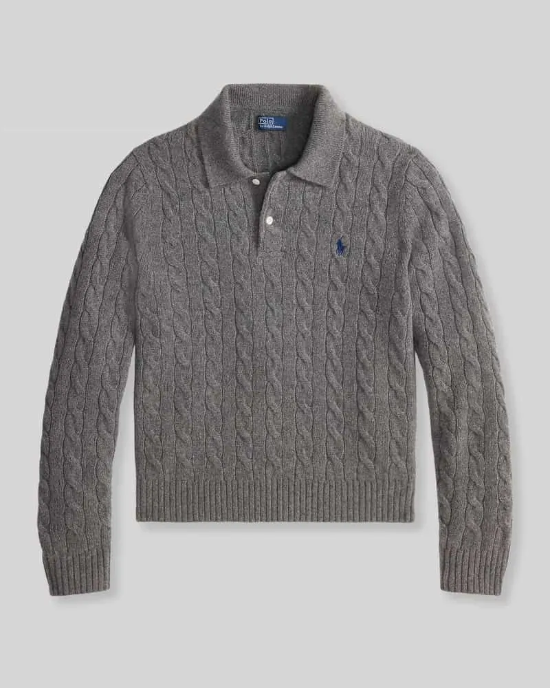 Ralph Lauren Regular Fit Poloshirt aus Woll-Mix mit Kaschmir-Anteil Mittelgrau