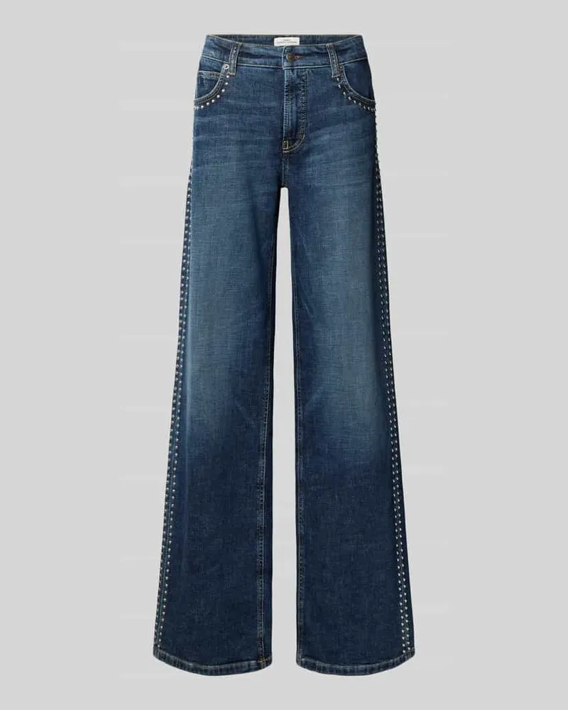 Cambio Jeans mit weitem Bein und Nieten Modell 'AIMEE Dunkelblau