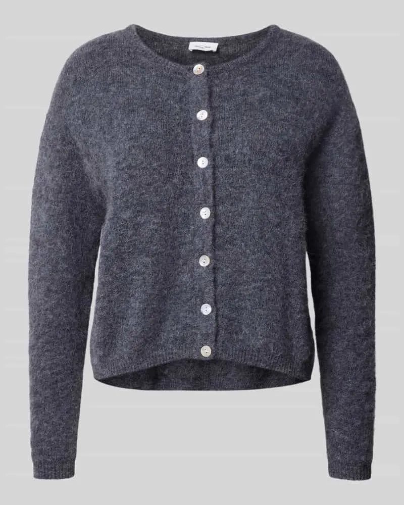 American Vintage Strickjacke aus Woll-Mix mit Rundhalsausschnitt Modell 'VITOW Mittelgrau