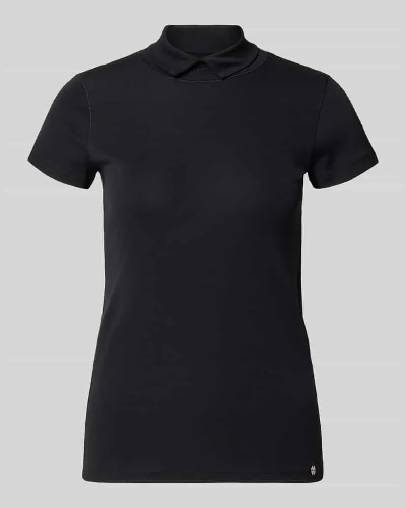 Marc Cain Slim Fit T-Shirt mit hochschließendem Polokragen Black