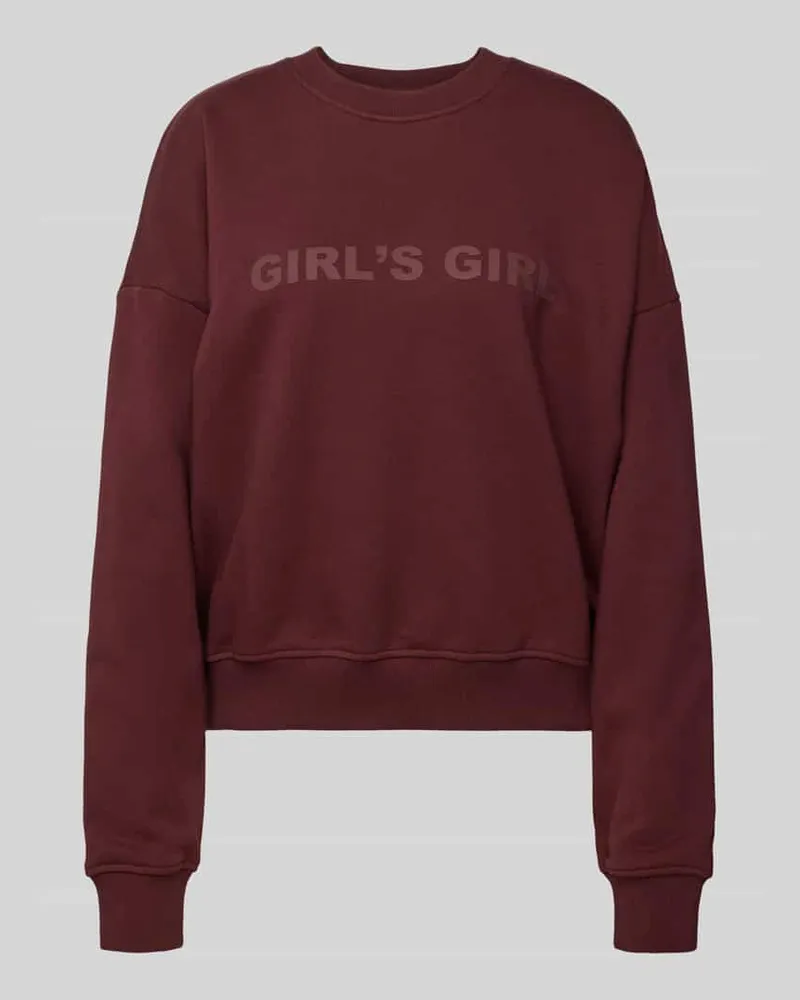 OH APRIL Sweatshirt mit Statement-Print und überschnittenen Schultern Aubergine