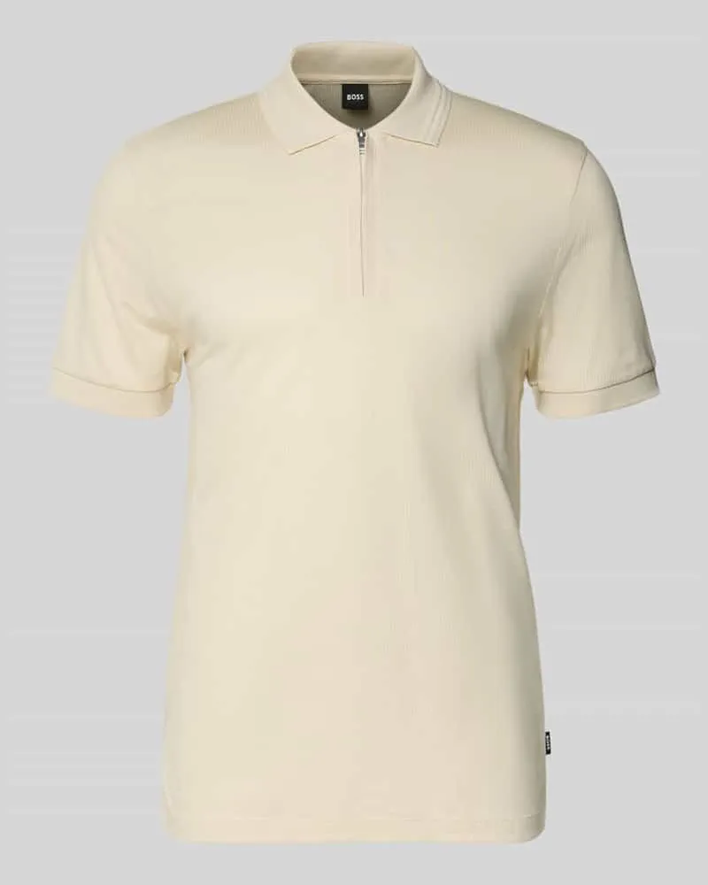 HUGO BOSS Regular Fit Poloshirt aus Baumwoll-Lyocell-Mix Modell 'H-PARAS 70 Offwhite