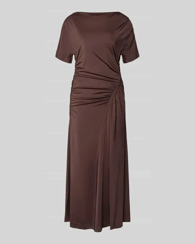 HUGO BOSS Slim Fit Maxikleid aus Viskose-Mix Modell 'ECAREN Dunkelbraun