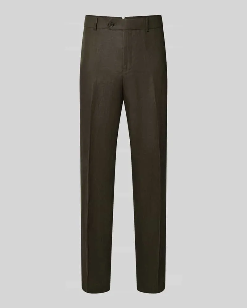 Selected Regular Fit Anzughose aus reinem Leinen Modell 'BAILEY Dunkelgruen