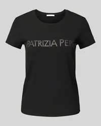 Patrizia Pepe T-Shirt mit Label-Strasssteinbesatz Black