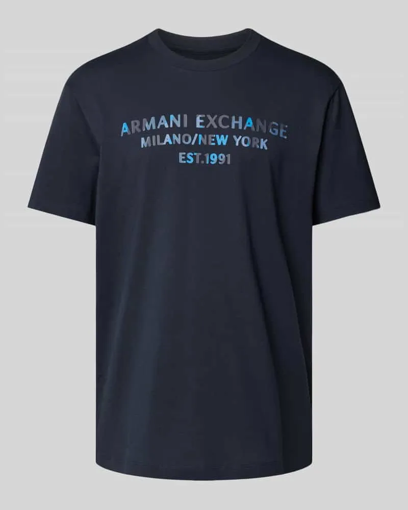 Armani Exchange T-Shirt mit Label-Print Dunkelblau