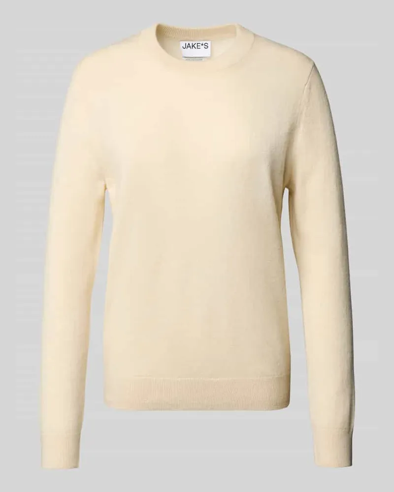 JAKE*S Strickpullover aus Kaschmir mit Rundhalsausschnitt Offwhite