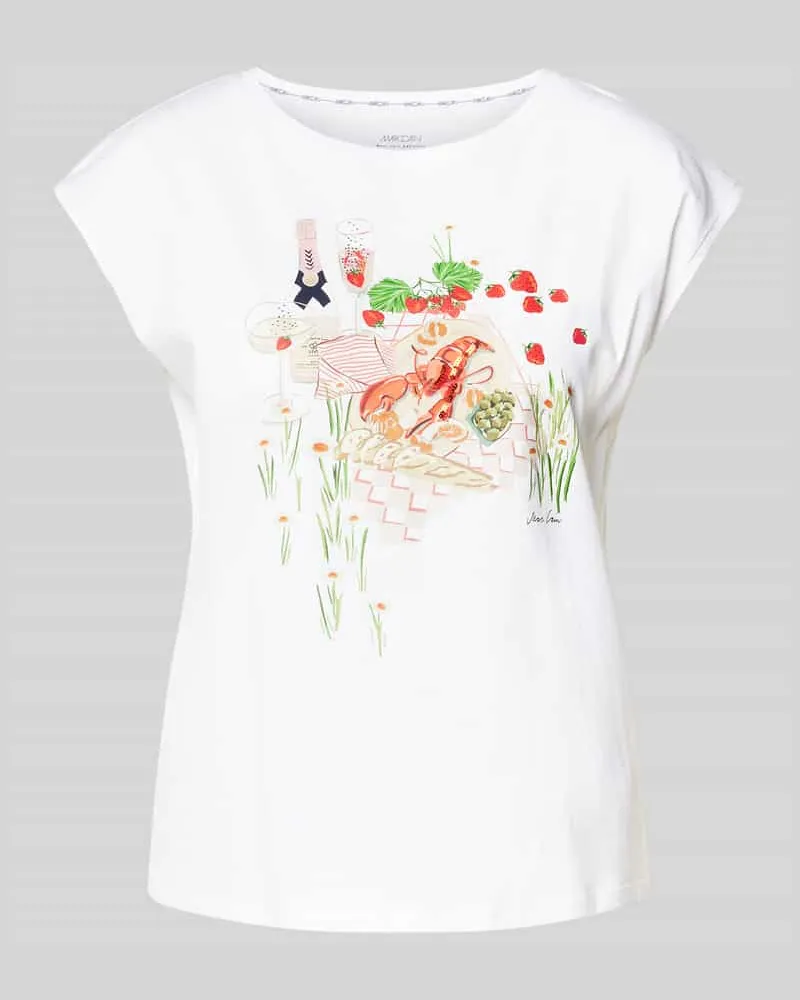 Marc Cain Regular Fit T-Shirt mit Rundhalsausschnitt Weiss