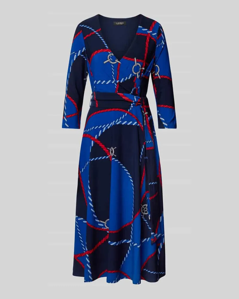 Ralph Lauren Midikleid in Wickel-Optik Modell 'CARLYNA Blau