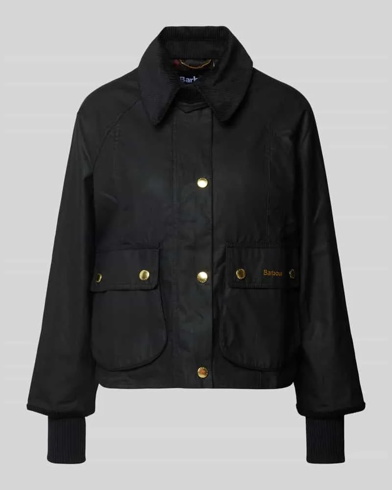 Barbour Jacke mit Umlegekragen und Pattentaschen Modell ´CROPPED BEADNELL WAX´ in black Black