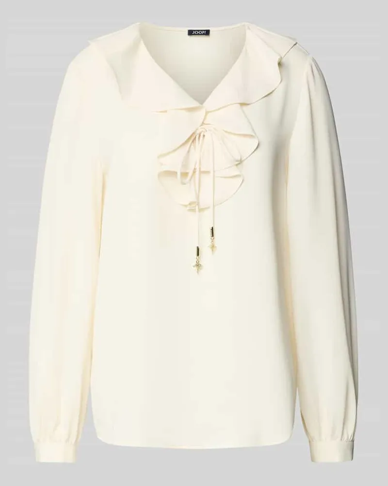 JOOP! Regular Fit Bluse mit Volants Modell 'BASTIENNE Offwhite