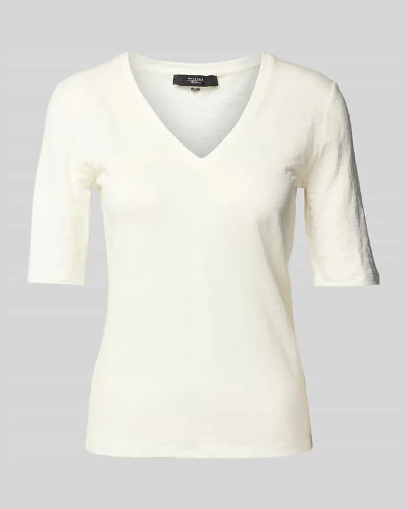 Max Mara T-Shirt mit V-Ausschnitt Modell 'OPZIONE Weiss