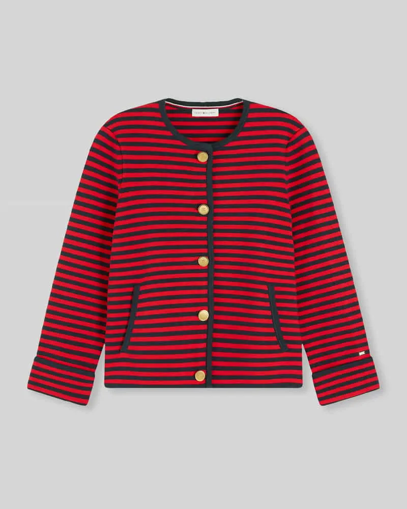 Tommy Hilfiger Boxy Fit Strickjacke aus reiner Baumwolle Rot