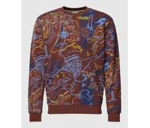 Sweatshirt mit Allover-Muster in hellbraun