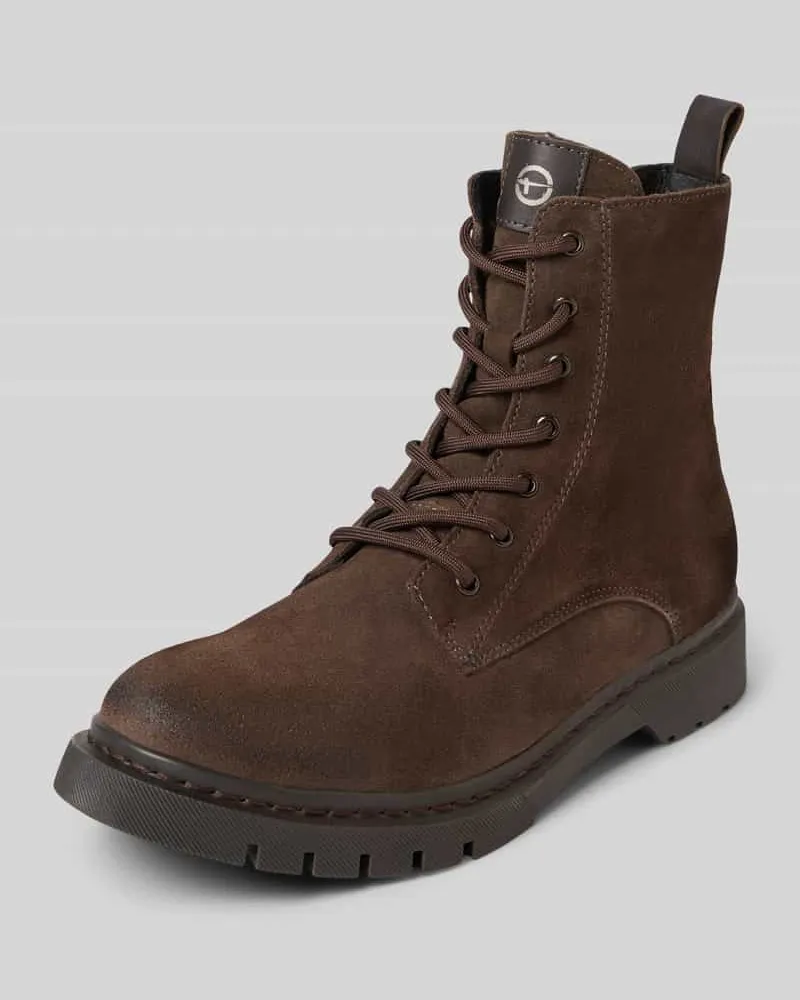 Tamaris Schnürstiefel aus echtem Veloursleder Dunkelbraun