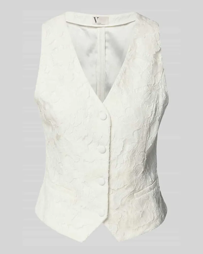 Vera Mont Regular Fit Weste mit Spitzenbesatz Weiss