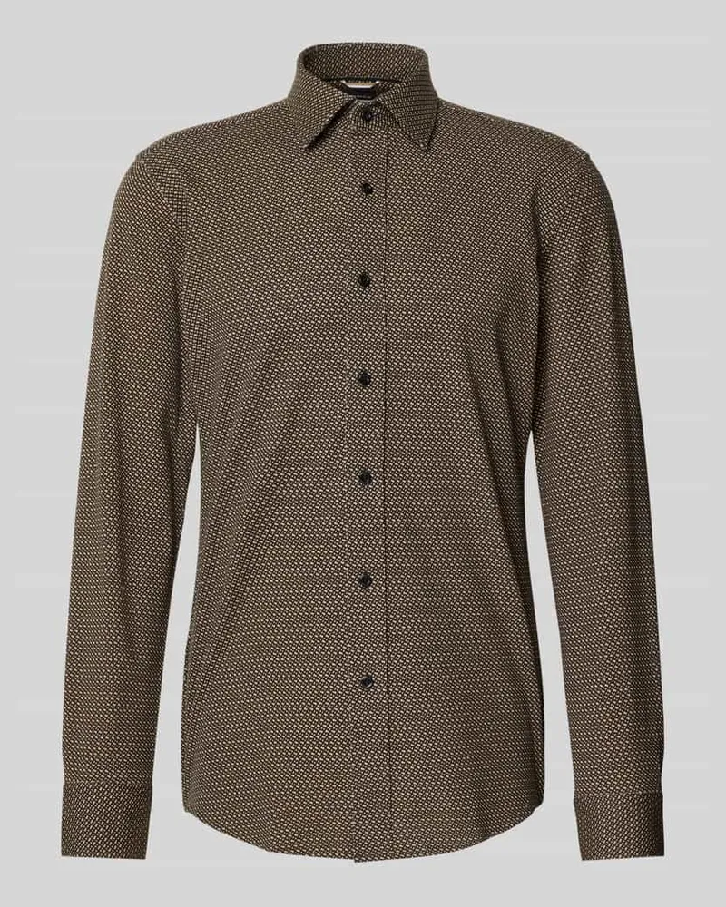 HUGO BOSS Slim Fit Businesshemd aus Baumwoll-Mix Modell 'HANK Beige