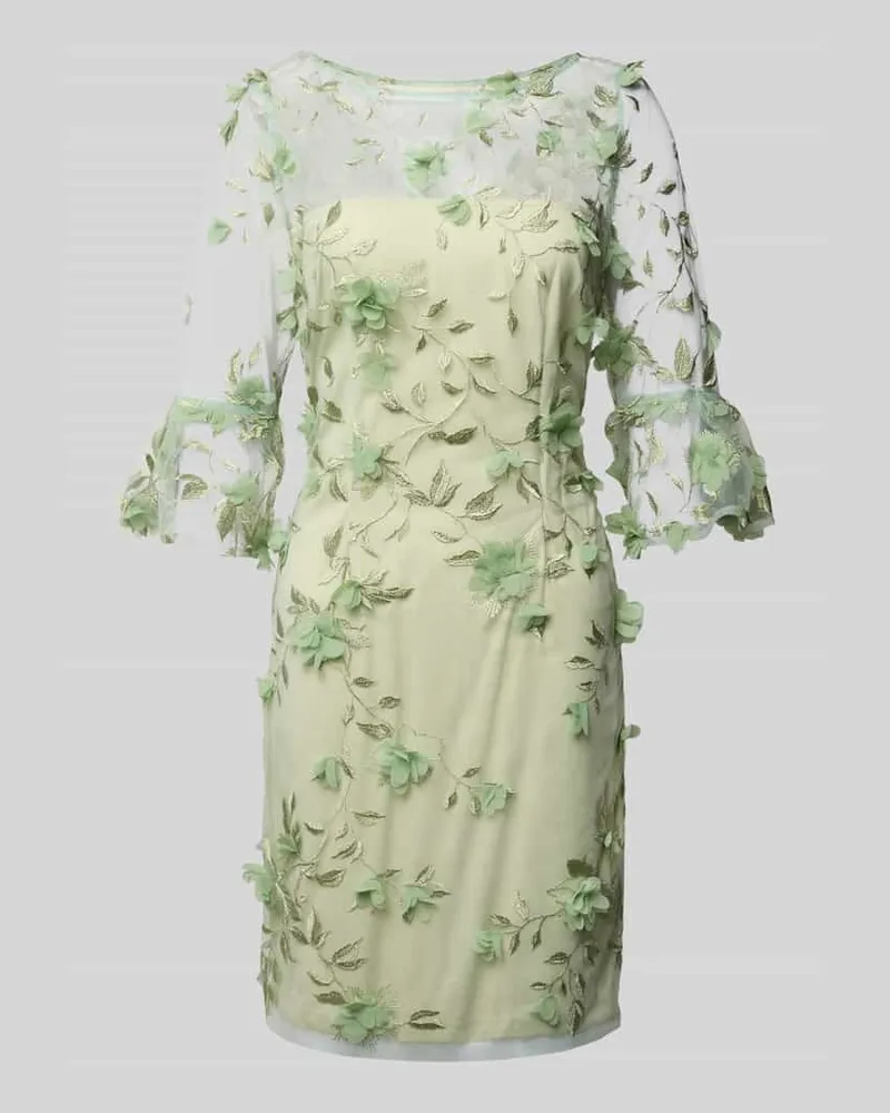 Adrianna Papell Semitransparentes Cocktailkleid mit Stitchings Hellgruen