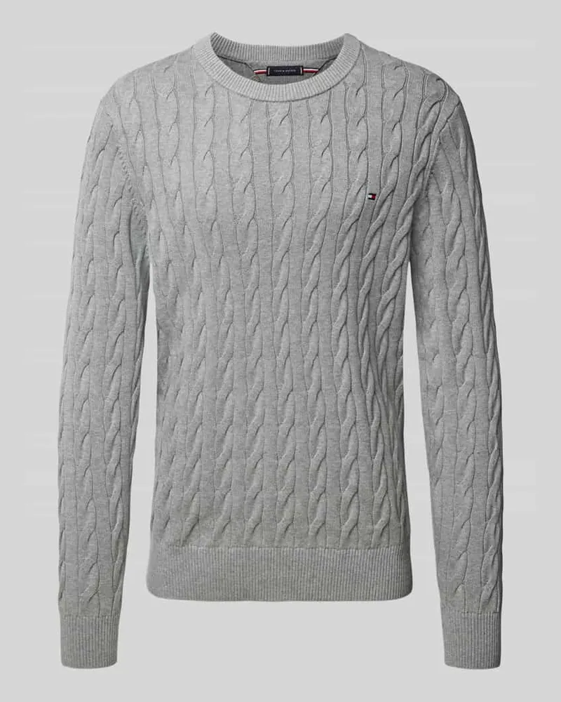 Tommy Hilfiger Regular Fit Strickpullover aus reiner Baumwolle Hellgrau