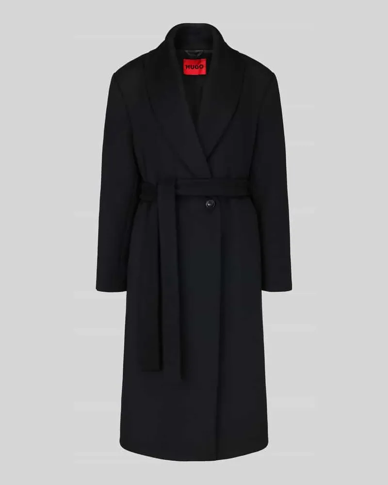 HUGO BOSS Regular Fit Mantel mit Woll-Anteil Modell 'Mindina Black