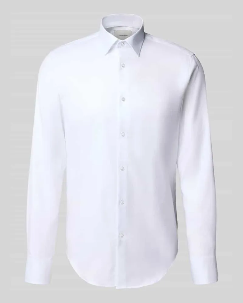 Calvin Klein Slim Fit Businesshemd mit Knopfleiste Modell 'Harrison Weiss