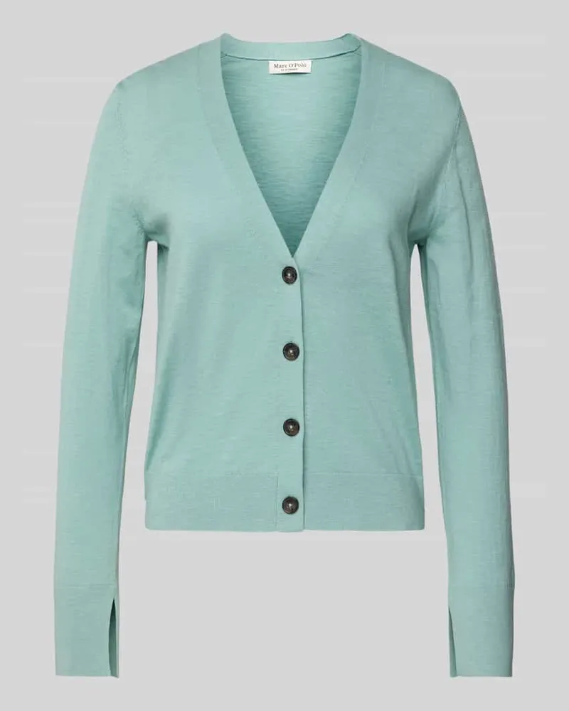 Marc O'Polo Slim Fit Strickjacke aus Baumwoll-Leinen-Mix Mint