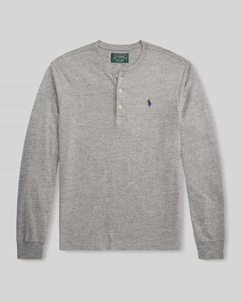 Ralph Lauren Regular Fit Langarmshirt aus reiner Baumwolle Dunkelgrau