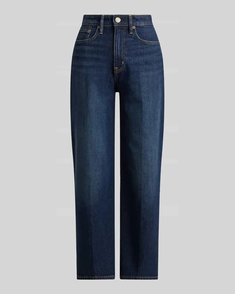 Ralph Lauren High Waist Straight Fit Jeans mit Label-Patch Jeansblau