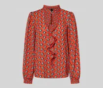 Regular Fit Bluse im Allover-Look mit Volants