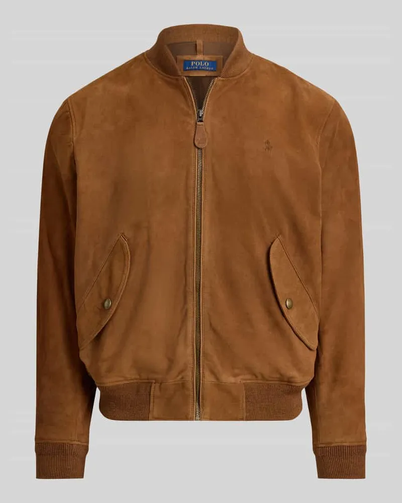 Ralph Lauren Regular Fit Lederjacke mit seitlichen Pattentaschen Camel