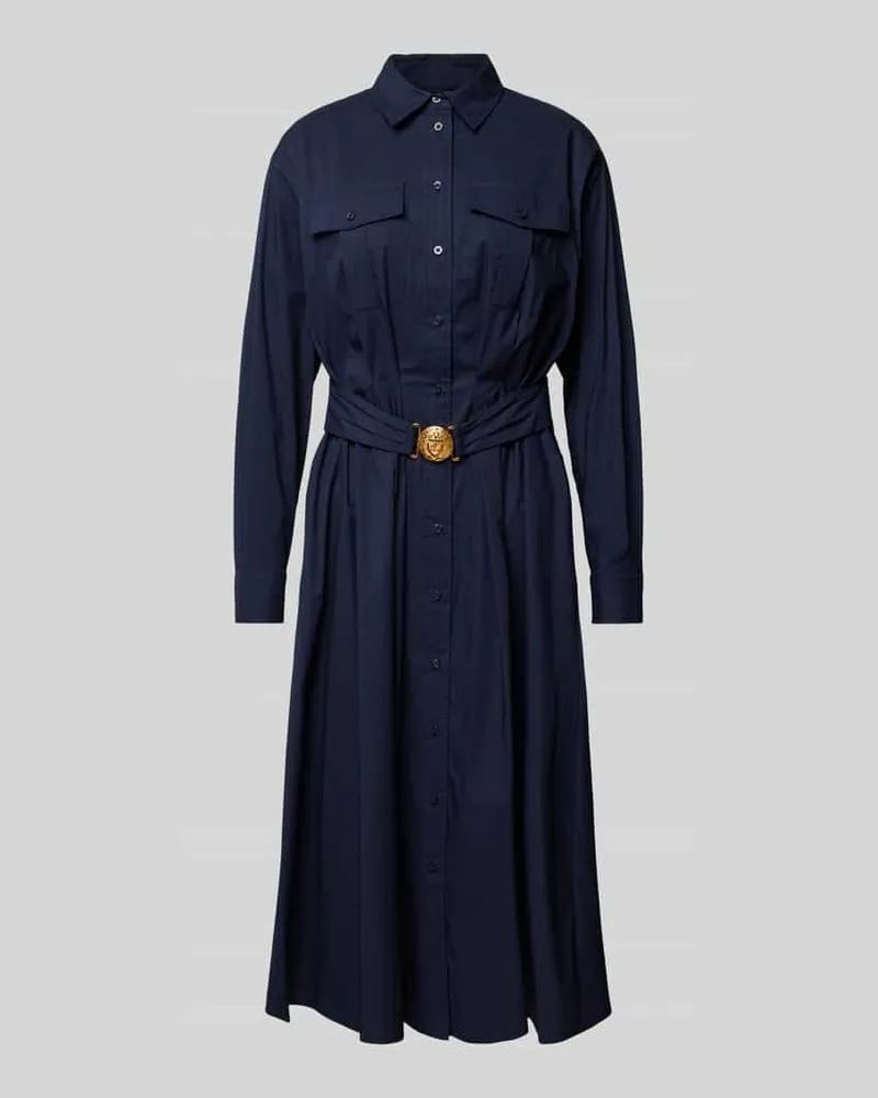 Ralph Lauren Midikleid mit Knopfleiste Modell 'GISTAL Dunkelblau