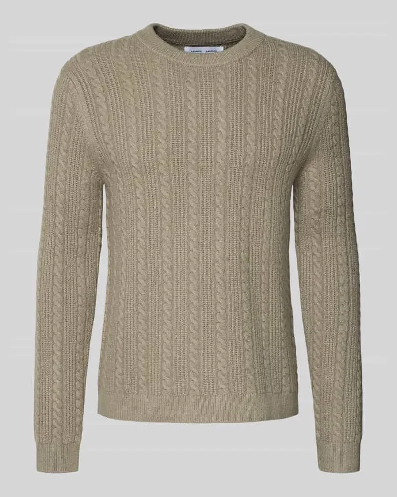 Samsøe & Samsøe Strickpullover mit Zopfmuster Modell 'CASSIUS Beige