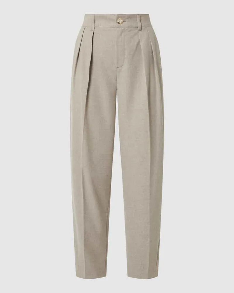 Oui  Bundfaltenhose mit Viskose-Anteil Taupe
