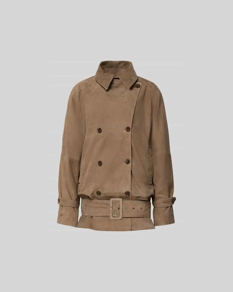 ROTATE Birger Christensen Jacke aus echtem Ziegenvelours Hellbraun