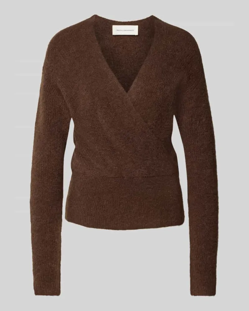 MOSS COPENHAGEN Strickpullover in Wickel-Optik Modell 'Bondie Hope Dunkelbraun