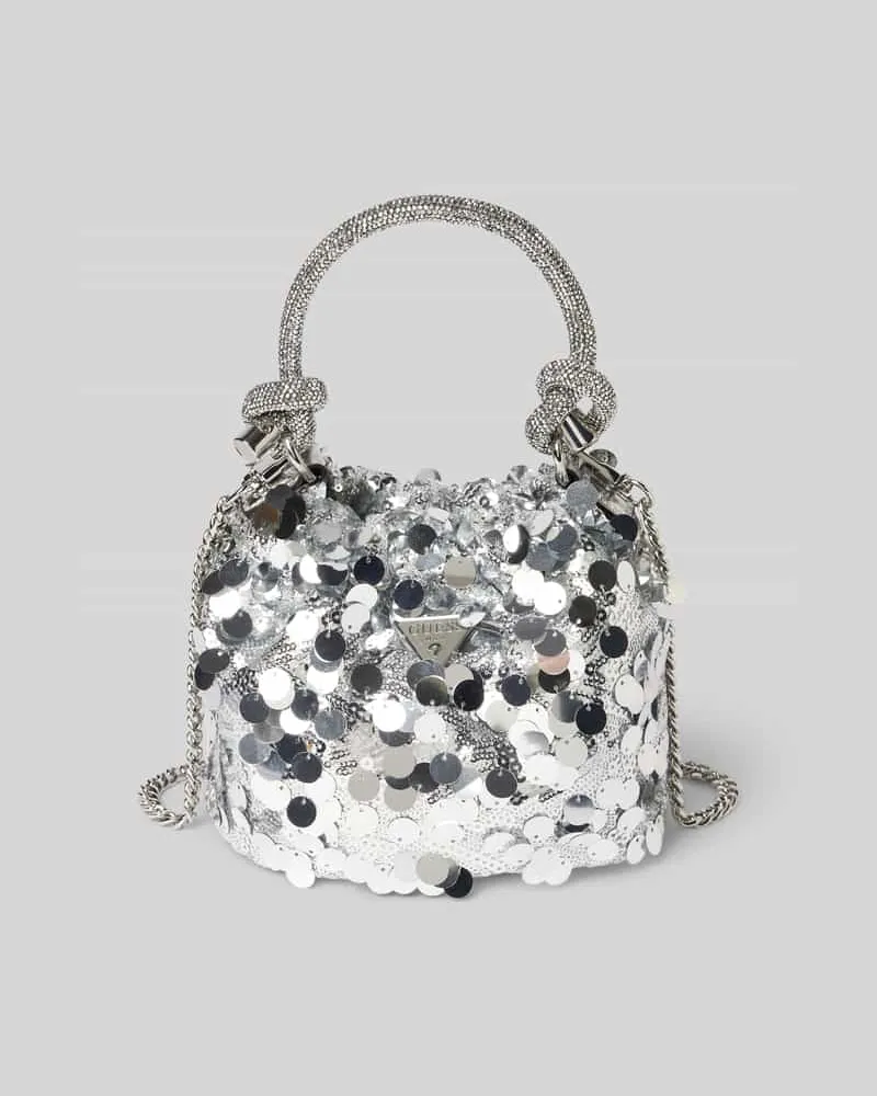 Guess Handtasche mit Paillettenbesatz Modell 'HOLIDAY SHINE Silber