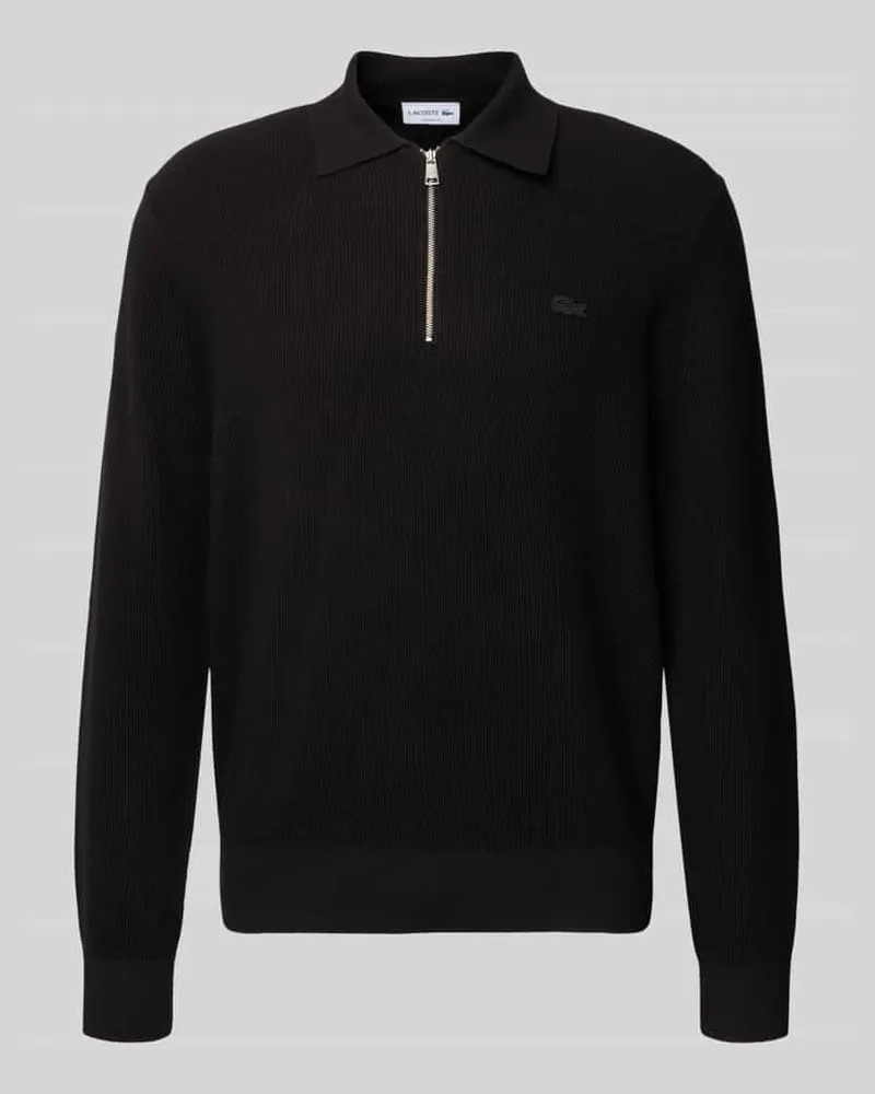 Lacoste Regular Fit Strickpullover in Waffel-Optik Black