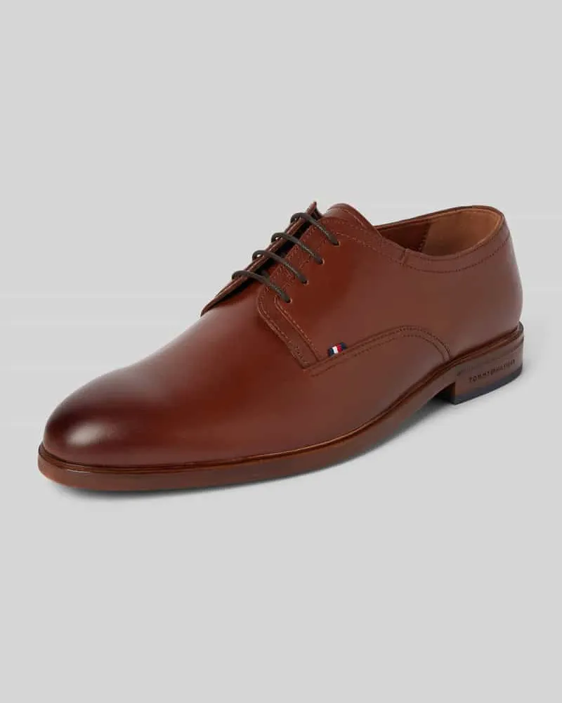 Tommy Hilfiger Lederderby mit Label-Prägung Modell 'THUNIT Cognac